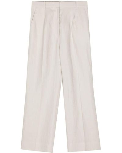 N.Peal Cashmere Florence Linen Palazzo Trousers - White