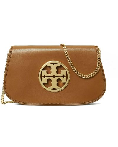 Tory Burch Reva Clutch Bag - Brown