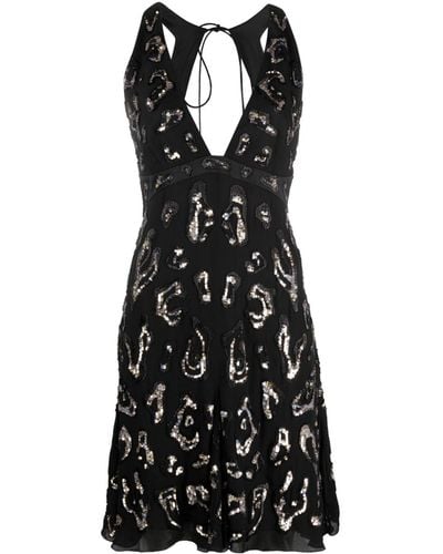 Roberto Cavalli Sequin-embellished Open-back Dress - Black