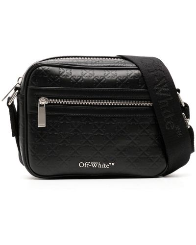 Off-White c/o Virgil Abloh Monogram Leather Messenger Bag - Black