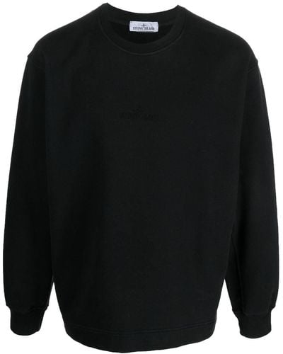 Stone Island Sweater Met Geborduurd Logo - Zwart