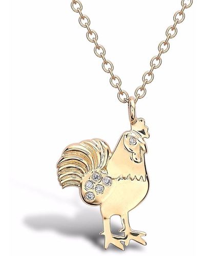 Pragnell 18kt Yellow Gold Zodiac Rooster Diamond Pendant Necklace - Metallic