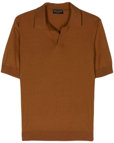 Dell'Oglio Split-neck Cotton Polo Shirt - Brown