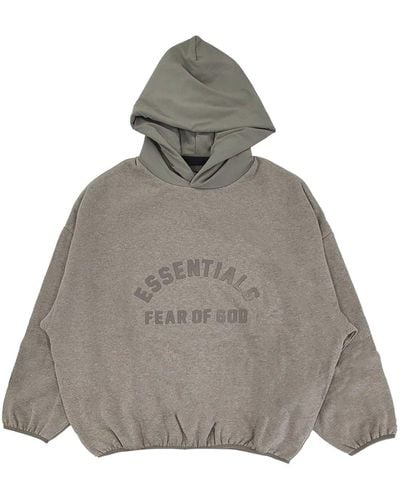Fear Of God Logo Lettering Patch Panelled Hoodie - Grey