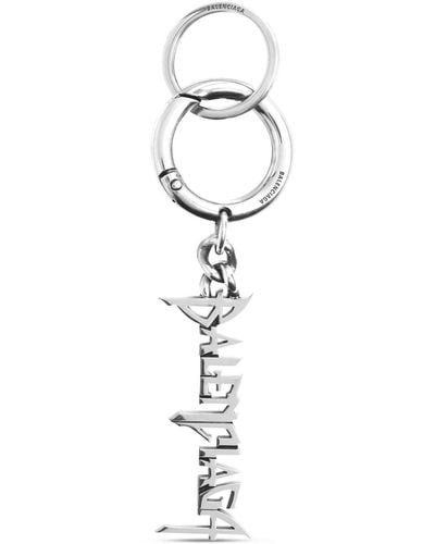 Balenciaga Typo Metal Keychain - White