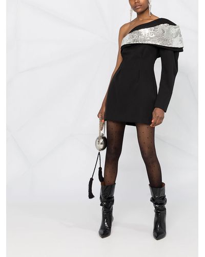 Isabel Marant Asymmetric-shoulder Sequin-embellished Dress - Black