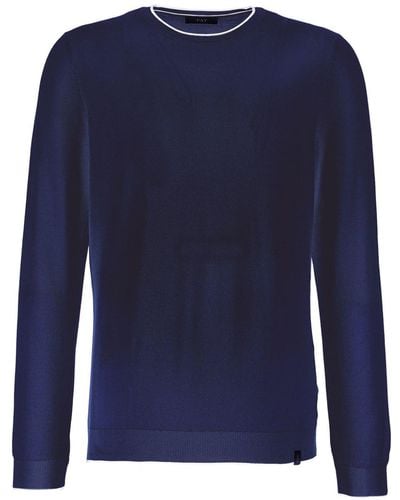 Fay Crew-neck Cotton Sweater - Blue