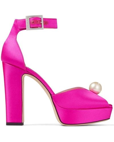 Jimmy Choo Socorie 120 Satin Platform Sandals - Pink