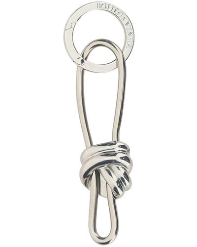 Bottega Veneta Andiamo Knot-detail Key Ring - Metallic
