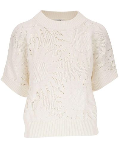 Akris Punto Floral-perforated Cotton Knitted Top - White