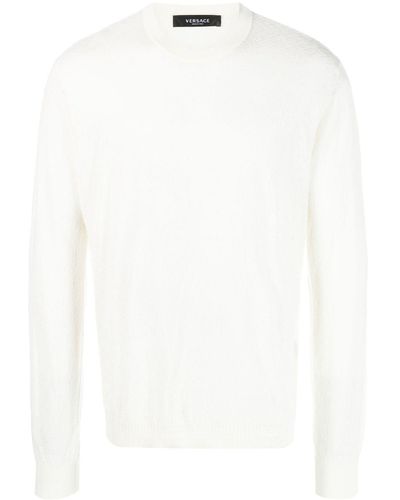 Versace La Greca Cotton-silk Sweater - White
