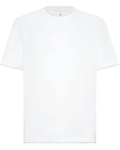 Brunello Cucinelli T-shirt en coton à design superposé - Blanc