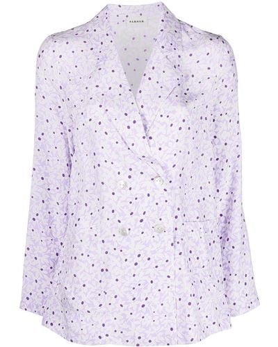 P.A.R.O.S.H. Floral-print Double-breasted Blazer - Purple