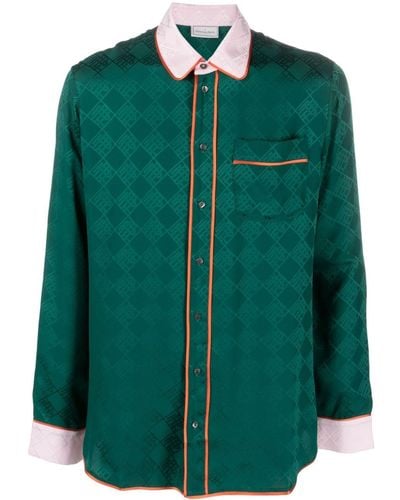 Pierre Louis Mascia Jacquard Silk Shirt - Green