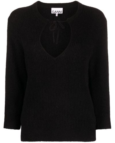 Ganni Ribbed-knit Sweater - Black