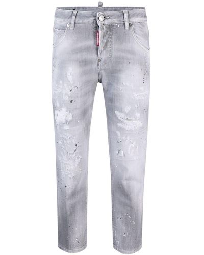 DSquared² Distressed Low-rise Cropped Jeans - Gray