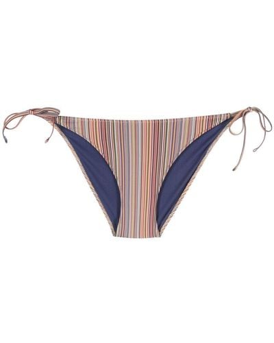 Paul Smith Signature Stripe Tie Side Bikini Bottom - Natural