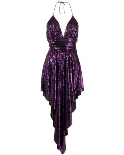 Alexandre Vauthier Asymmetrical Dress Embellished With Sequins - Purple