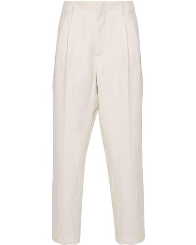 Lardini Eqatos Linen Tapered Trousers - White