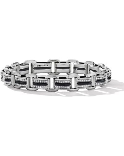 David Yurman Deco Bevelled Link Diamond Bracelet - White