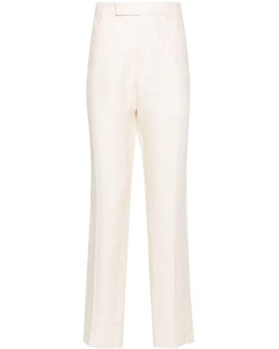 Zegna Pleated Linen Tailored Trousers - White