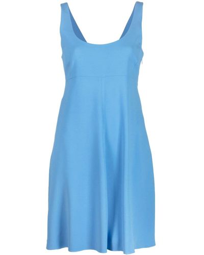 Emporio Armani Vestido corto sin mangas con cuello en U - Azul