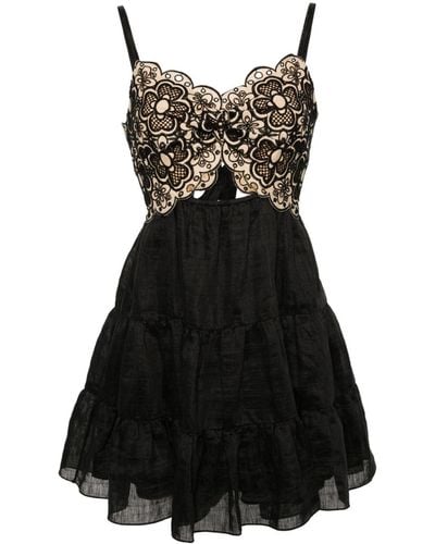 Sandro Broderie Anglaise Mini-jurk - Zwart