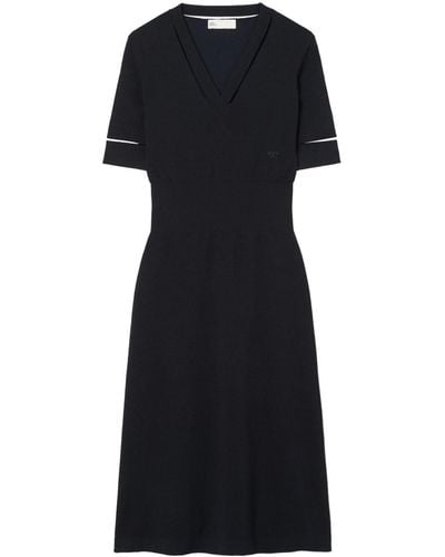 Tory Burch Cut-out V-neck Midi Dress - Black