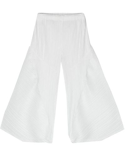 Pleats Please Issey Miyake Pantalon ample à design plissé - Blanc