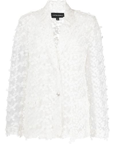 Cynthia Rowley Blazer con botones y detalle floral - Blanco