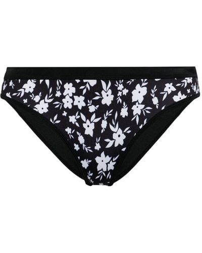 Duskii Floral-print Bikini Briefs - Black