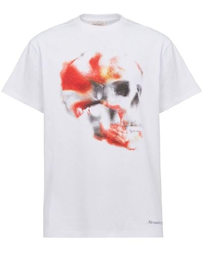 Alexander McQueen Camiseta Obscured Skull - Blanco