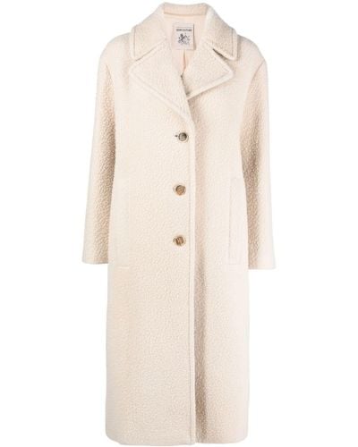 Semicouture Single-breasted Shearling Coat - Natural
