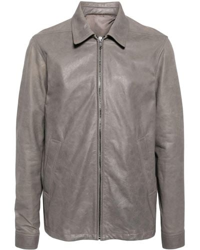 Rick Owens Washed Leather Jacket - Gray