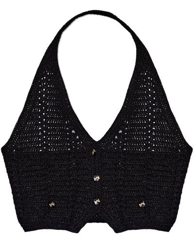 The Mannei Tya Crochet Vest - Black