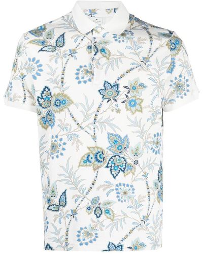 Etro Polo à fleurs - Bleu