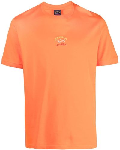 Paul & Shark T-shirt en coton à logo imprimé - Orange