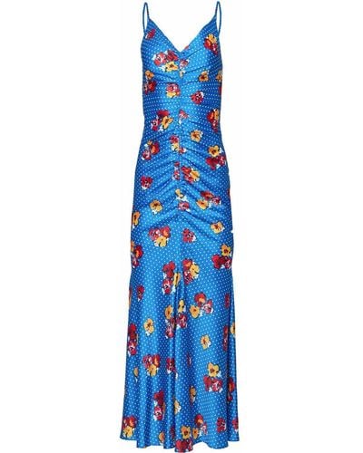 Carolina Herrera Vネック ドレス - ブルー