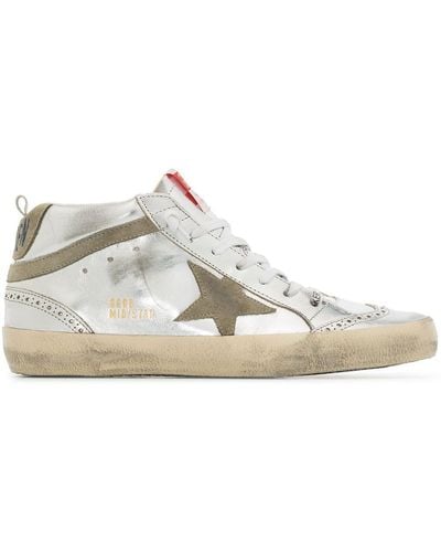 Golden Goose Mid-star Laminated Trainers - White