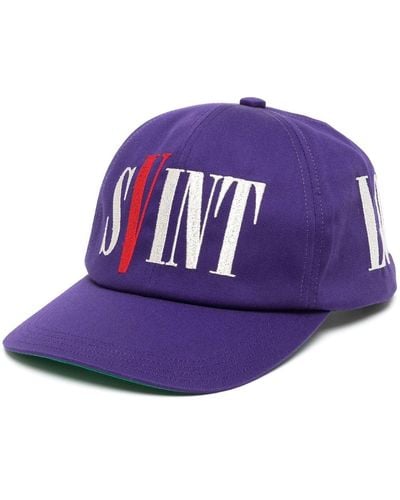 SAINT Mxxxxxx X Vlone Logo-embroidered Cap - Purple