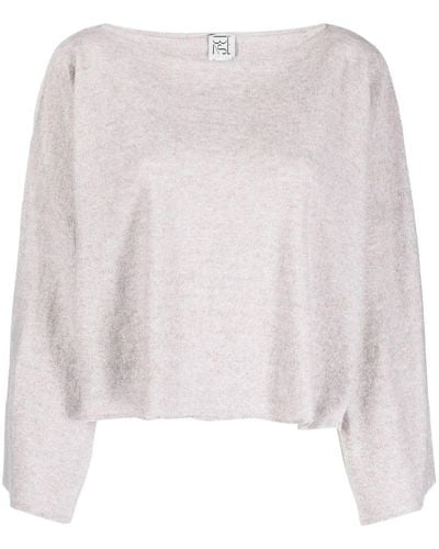 Baserange Boat-neck Cropped Knitted Top - White