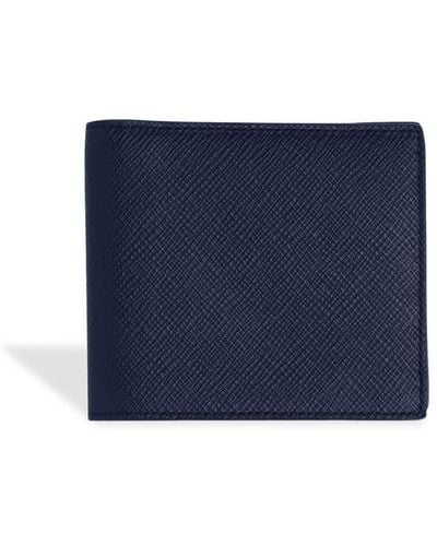 Smythson Panama Six-card Bi-fold Wallet - Blue