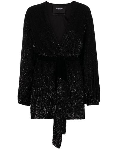 retroféte Gabrielle Sequinned Wrap Minidress - Black
