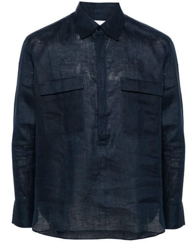 PT Torino Long-sleeve Linen Shirt - Blue