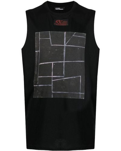 Raf Simons Abstract-print Cotton Vest - Black