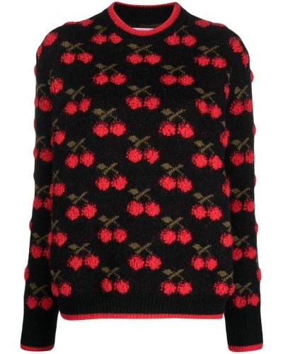 La DoubleJ Cherry-print Sweater - Black