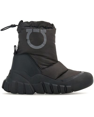 Ferragamo Gancini-print Padded-design Boots - Black