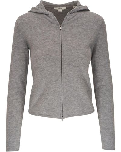 Vince Zip-up Knitted Hoodie - Grey