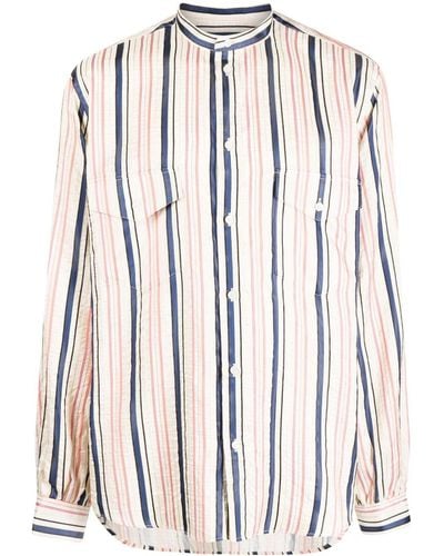 Bally Stripes-print Silk Shirt - Natural