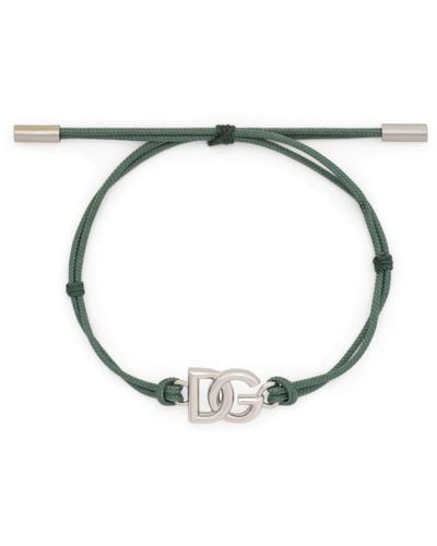 Dolce & Gabbana Dg Logo Charm Cord Bracelet - White